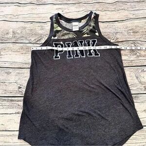 PINK Victoria's Secret Charcoal Gray Tropical Trim Tank Top
